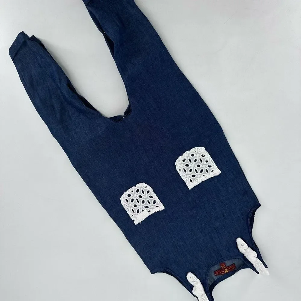 7 For All‎ Mankind Baby 7FAM Jumpsuit one Piece Chambray Lace Size 18 months
